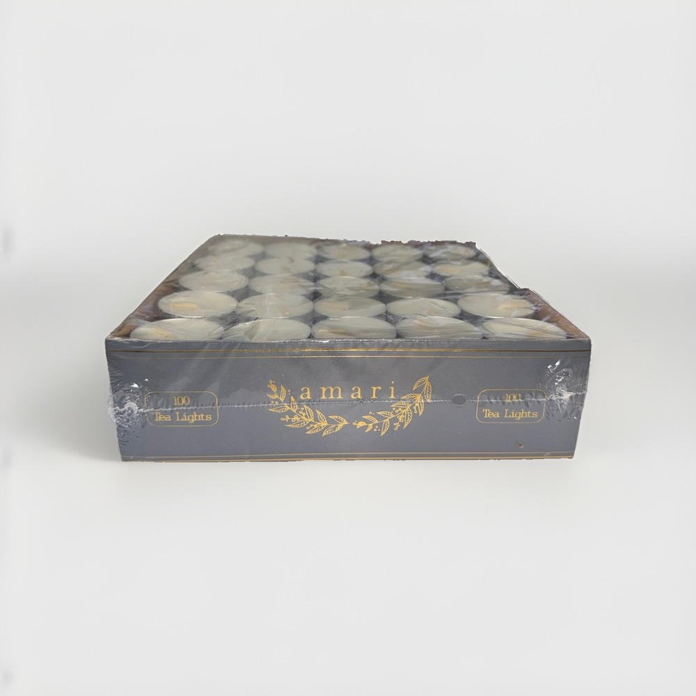 Amari Tea Light Candles White Wax Round Shape Pack of 100 Candle Set